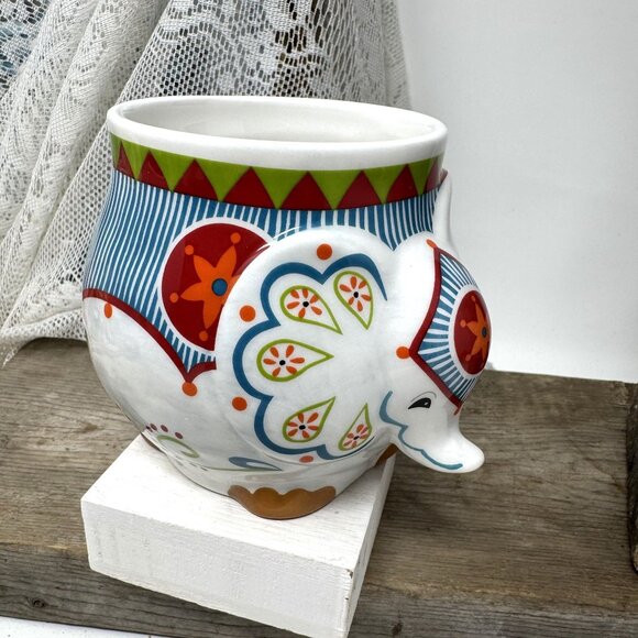 Hand-Painted Elephant Mug By Pier 1 Imports - Picture 7 of 7